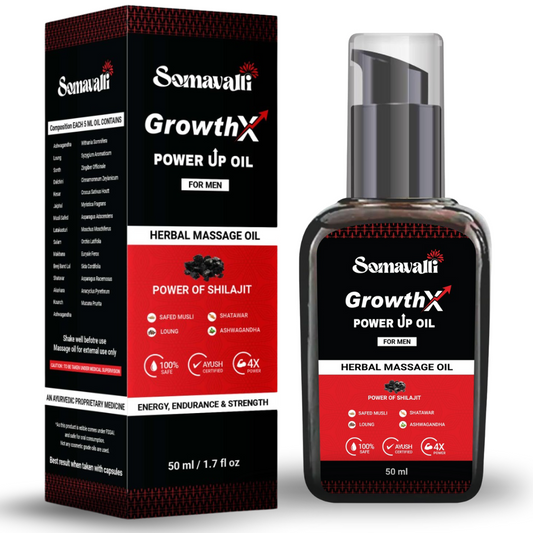 Somavalli GrowthX Power Up Massage Oil for Men | Lift-Up Oil for Men | Natural Lift-Up Formula with Ayurvedic Ingredients | 100% Pure and Natural | No side Effects | Pack of 1 | 50ml